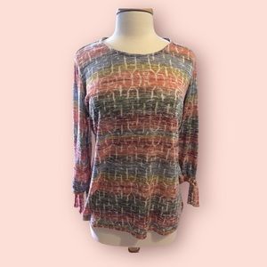 Multicolored striped shirt with tie sleeves Christopher & Banks